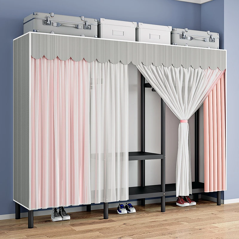 简易衣柜出租房钢板布衣柜加粗加厚经济型家用卧室出租屋简易衣橱