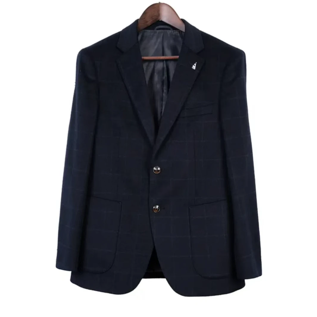 帕菲迪男士羊毛西服外套时尚休闲春季格子商务格纹4U081A