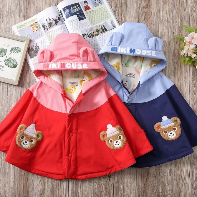 24秋冬新款宝宝拼色熊头斗篷