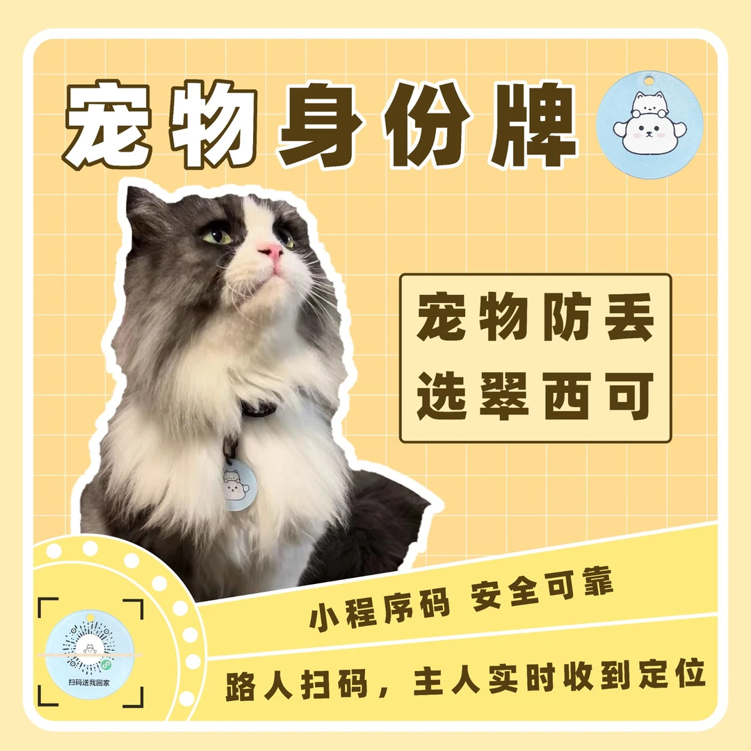 宠物防丢牌扫码定位智能宠物身份牌翠西可小狗牌