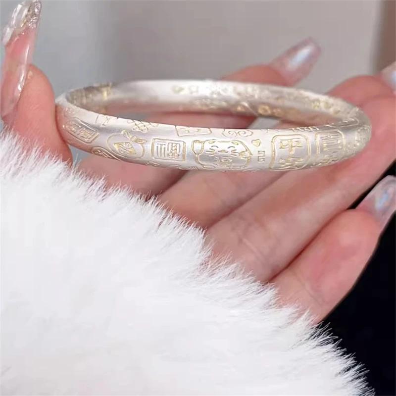 金平安喜乐闭口手镯女款手工气质时尚百搭复古传承素款