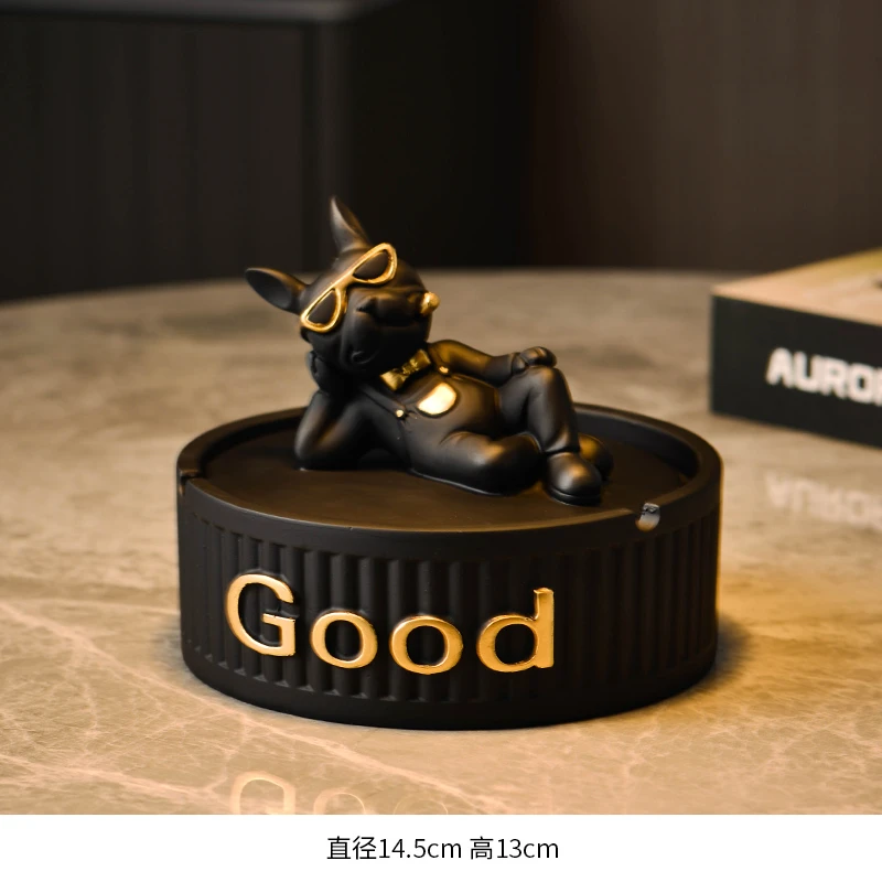 高档潮流烟灰缸办公室茶几创意狗摆件
