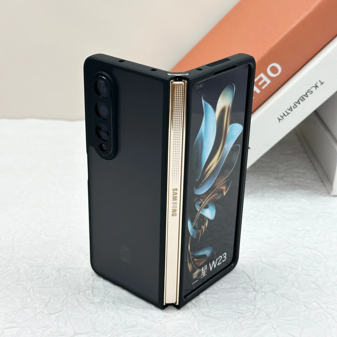 三星Fold4新款软壳w23卡扣磨砂肤感手机保护套Fold5透明壳半透明