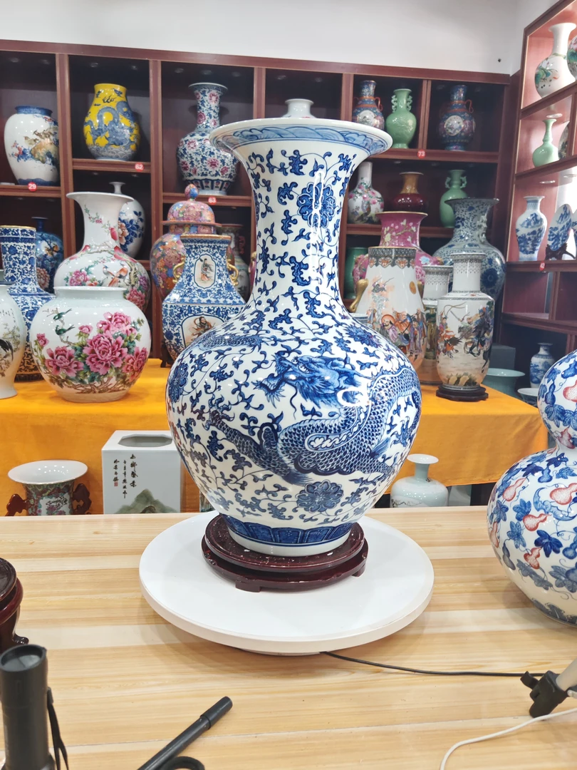 景德镇陶瓷青花缠枝莲赏瓶陶瓷花瓶青花瓷青花瓷花瓶客厅