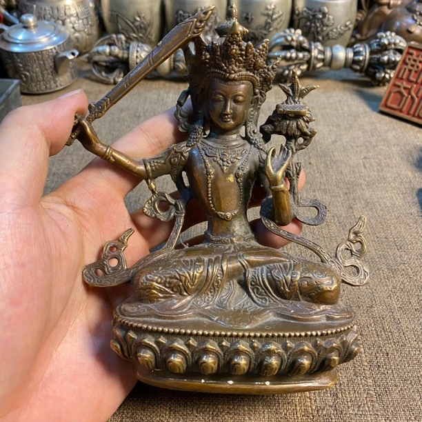 纯铜文殊菩萨坐像摆件