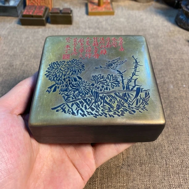 纯铜墨盒摆件收藏