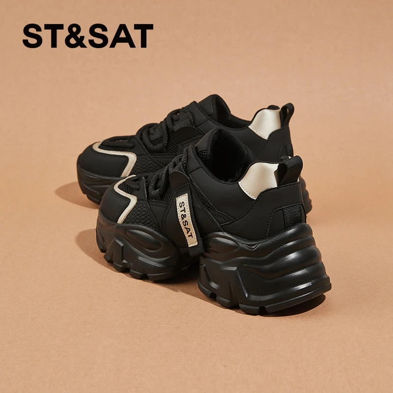 星期六冬季新款休闲运动鞋增高5.5cm厚底百搭老爹鞋ins时尚女鞋潮
