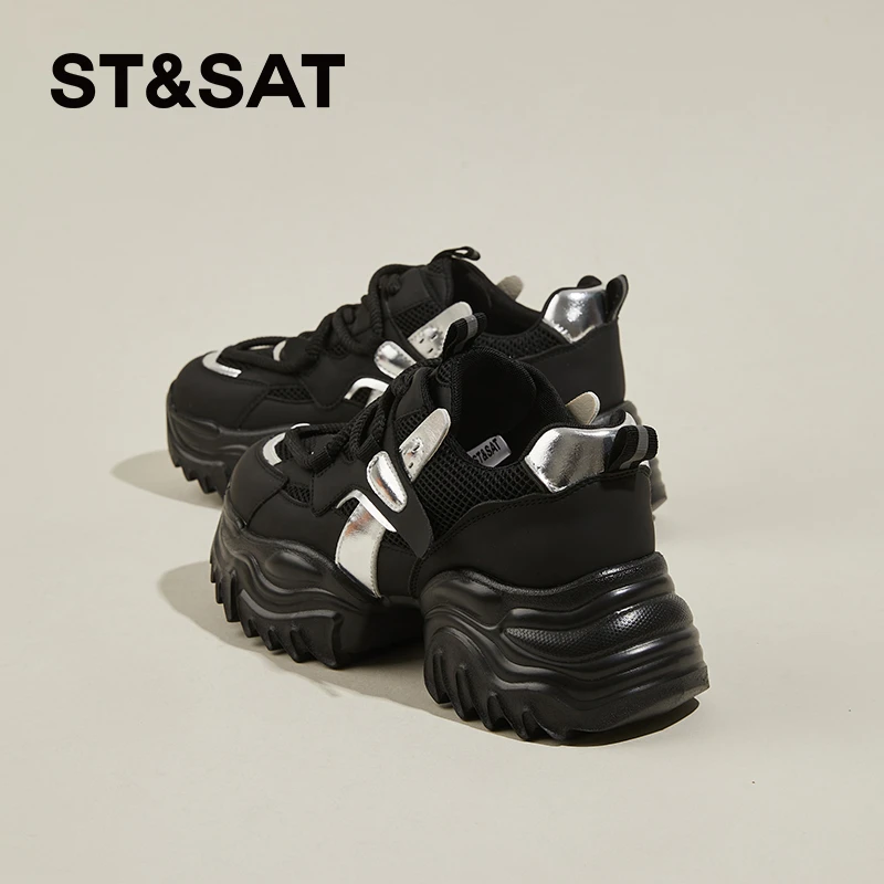 星期六冬季6cm增高松糕底老爹鞋女款休闲运动鞋百搭时尚ins小白鞋