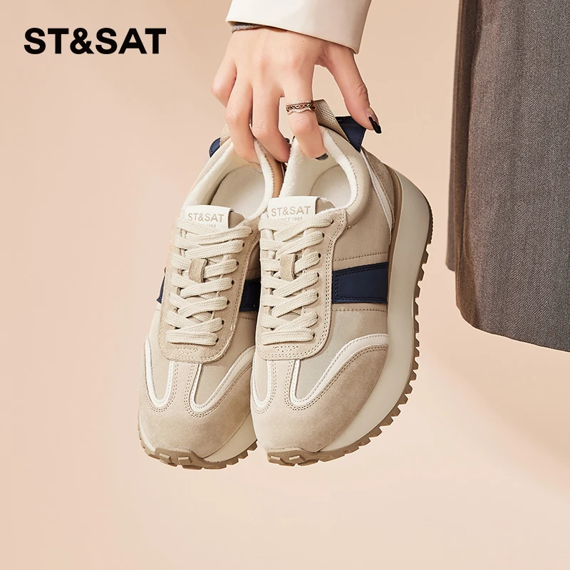 星期六厚底跑步鞋女款2025新款冬季阿甘鞋女休闲运动鞋爆款德训鞋