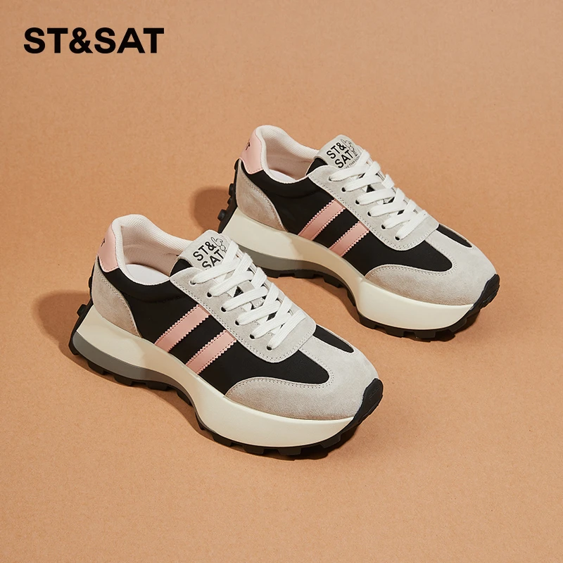 星期六华夫小蛮腰阿甘鞋女2025新款冬季厚底显脚小跑步运动老爹鞋