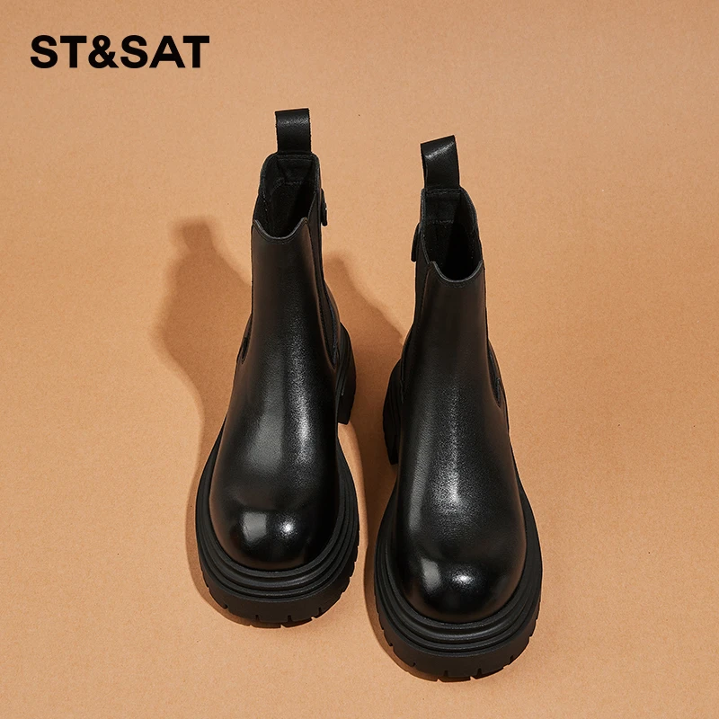 星期六加绒加厚小个子增高烟筒靴2025秋冬新款黑色气质温婉风单鞋