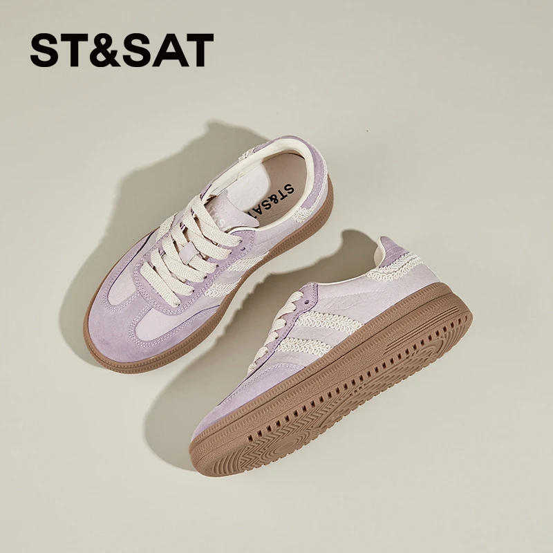 星期六女鞋少女粉运动休闲低帮潮鞋2024冬季新款复古小众气质鞋子