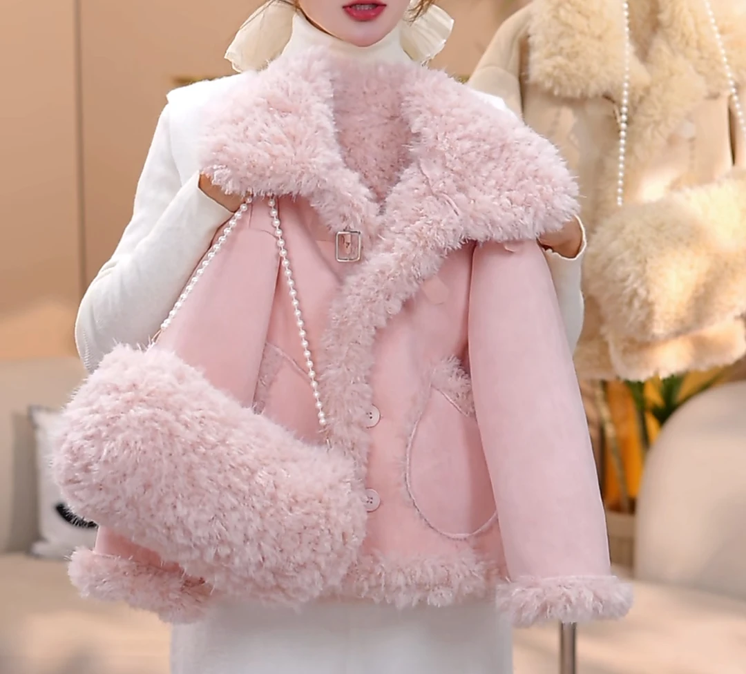 【米小逗】2024秋冬新款加绒加厚洋气女宝时尚韩版厚外套m8341