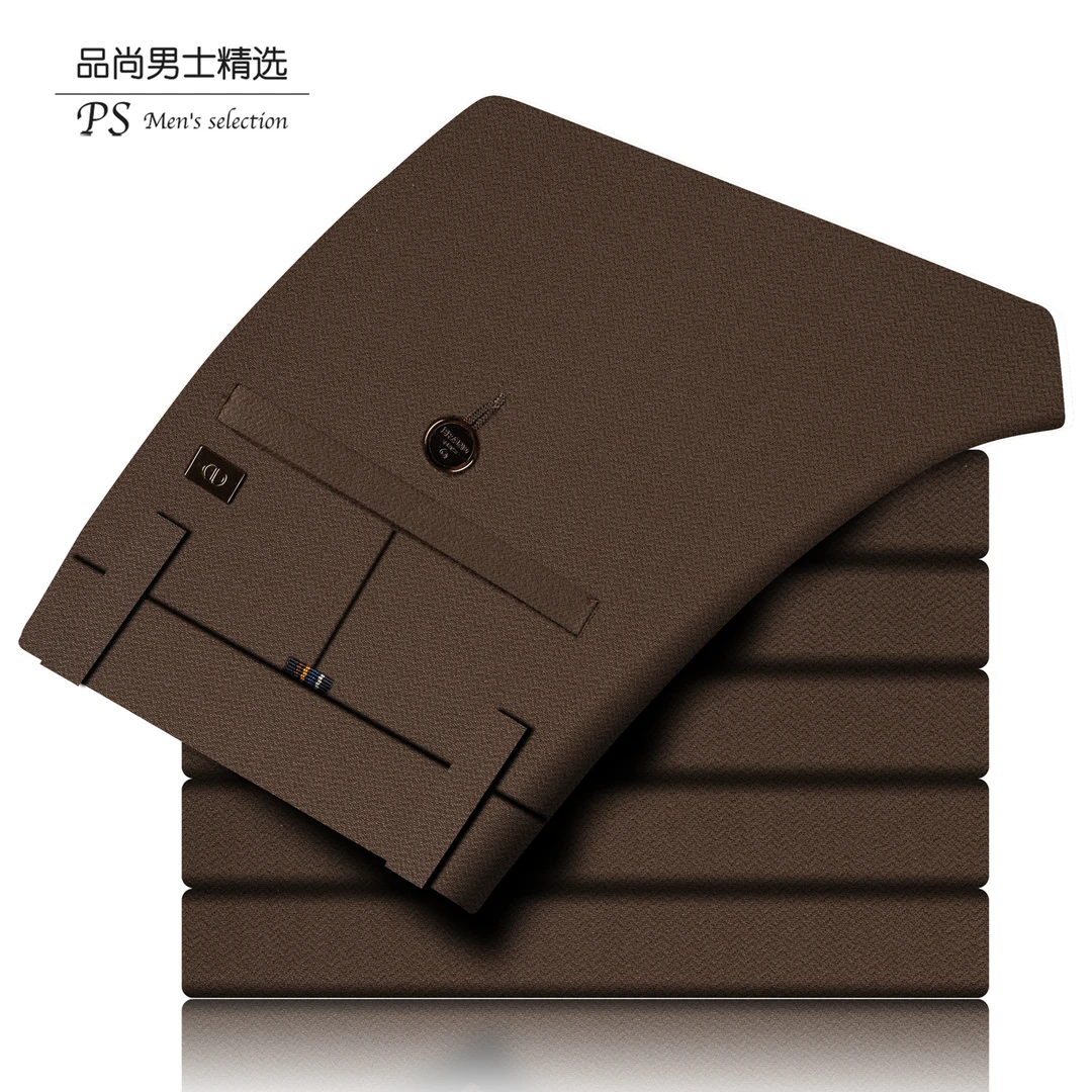 商务休闲裤男秋冬裤子休闲裤中年修身弹力冬季男士裤子男高级条纹