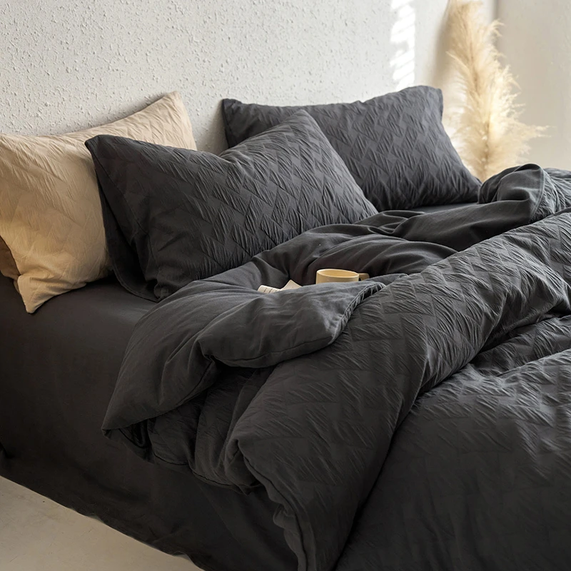 高级感~轻奢加厚全棉双层纱四件套简约日式婴幼儿可用贴身纯棉2.0