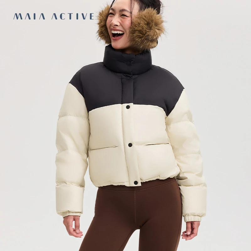 拼色羽绒 冬季90白鸭绒保暖宽松立领羽绒服MAIAACTIVE 242DJ303