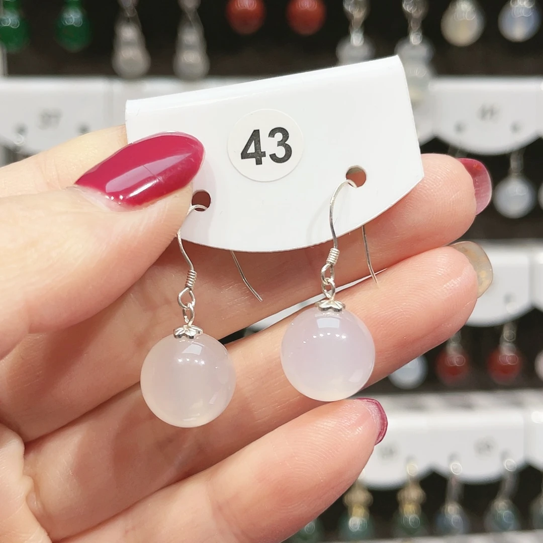 玛瑙/玉髓耳环银S925镶嵌