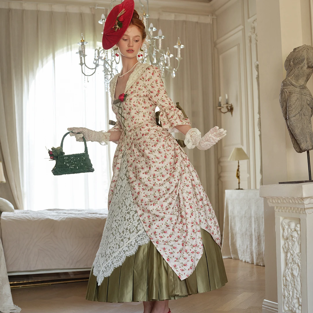 LaceMade 草莓盛宴 法式欧洲宫廷贵族礼服巴斯尔裙长裙复古设计感