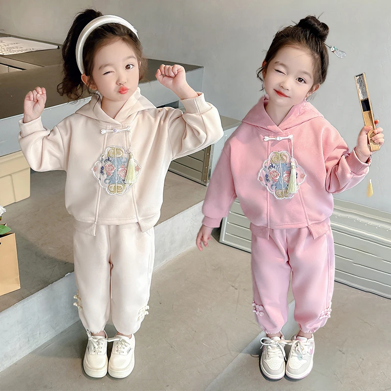 女童新中式套装洋气2024春秋新款女宝宝两件套中国风女孩时髦爆款