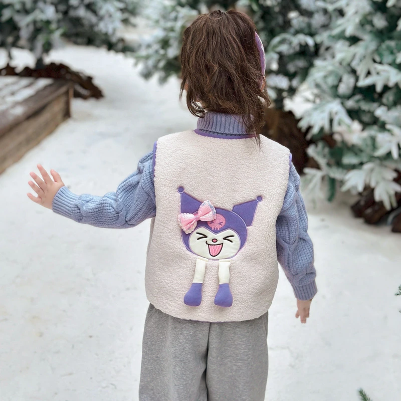 女童加绒马甲洋气儿童秋冬装2024新款女宝宝加厚背心保暖女孩坎肩