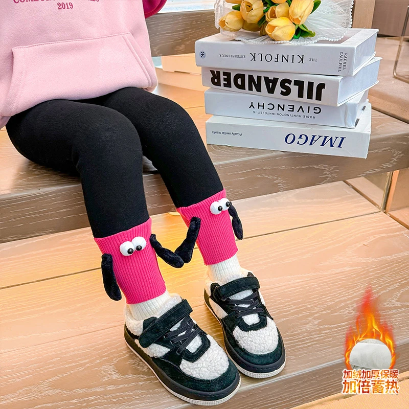 女童加绒打底裤洋气儿童秋冬装新款女宝宝一体绒裤子外穿保暖女孩