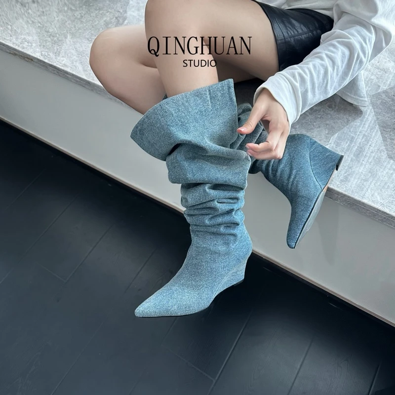 【清欢2店】百搭时尚堆堆靴 | 气质韩版时装过膝长靴 | 7cm