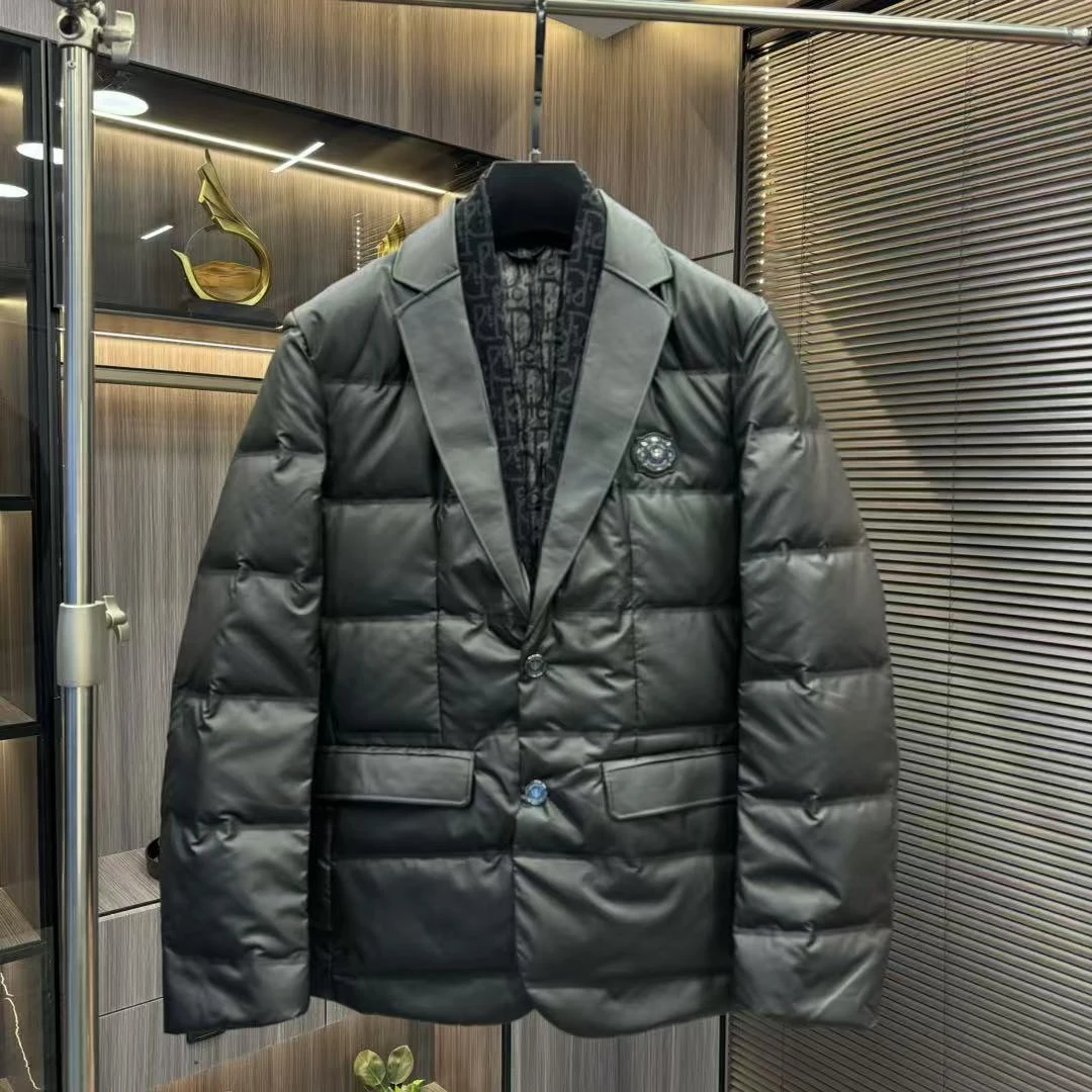 男士冬季时尚经典商务羽绒西服围巾领防风保暖休闲潮流有型西装