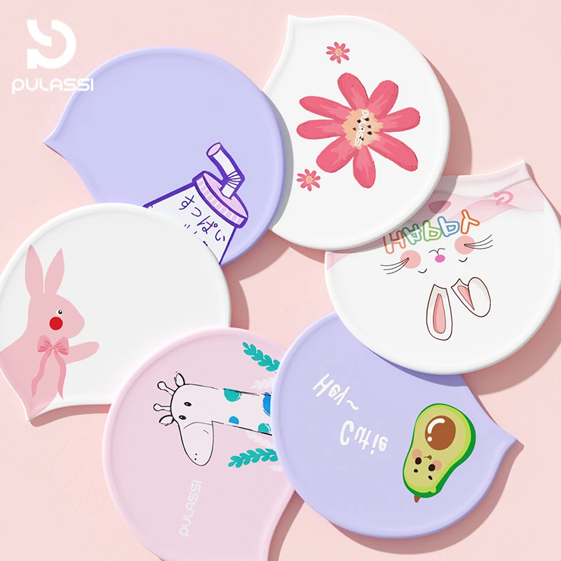 儿童泳帽卡通可爱防水不勒头男童硅胶游泳帽女童宝宝女孩防晒帽子