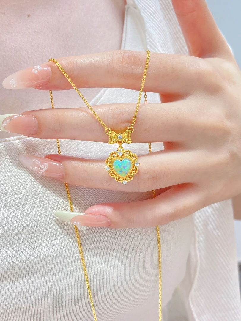 尚金/999足金/5G镶嵌/爱心在逃公主套链/选一发货/点购买选金重