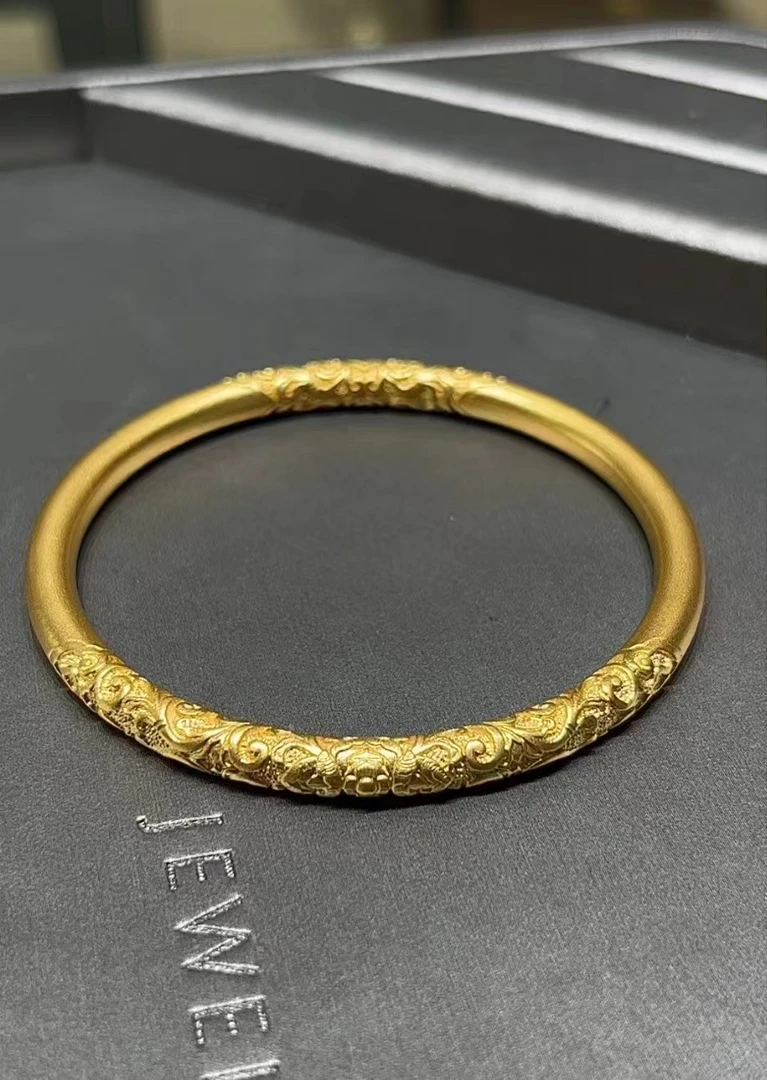 尚金/尚金珠宝/足金999/古法传承卷草纹手镯/无工费