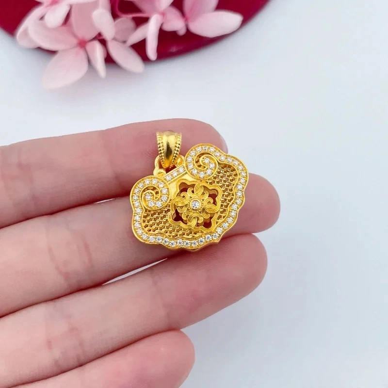 足金999/古法镶嵌/祥云锁吊坠/不含链/点购买选克重