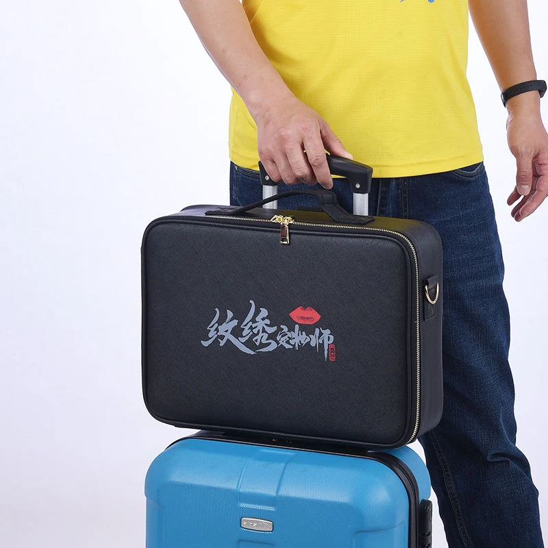TMA纹绣师工具箱PU防水耐脏收纳隔板化妆包多功能手提大容量黑色