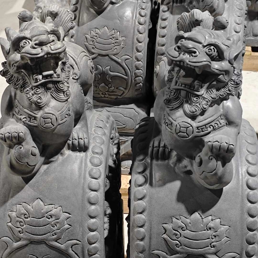 石雕门墩一对抱鼓石家用仿古青石狮子麒麟貔貅门口摆件石鼓院子
