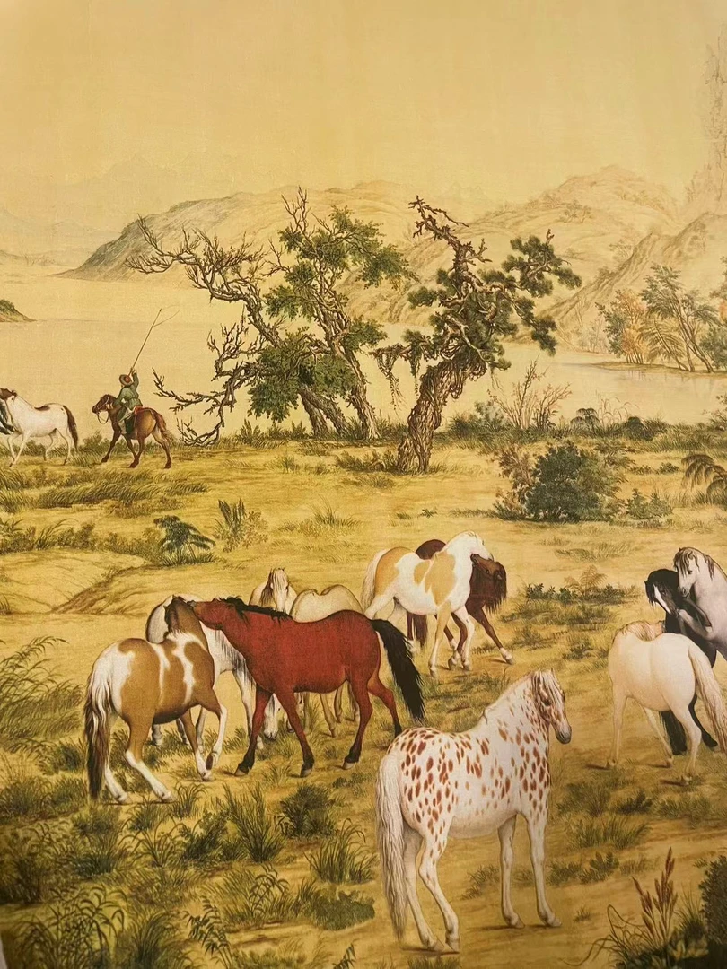 小横幅郎百骏图字画一副《隐月臻选百货》