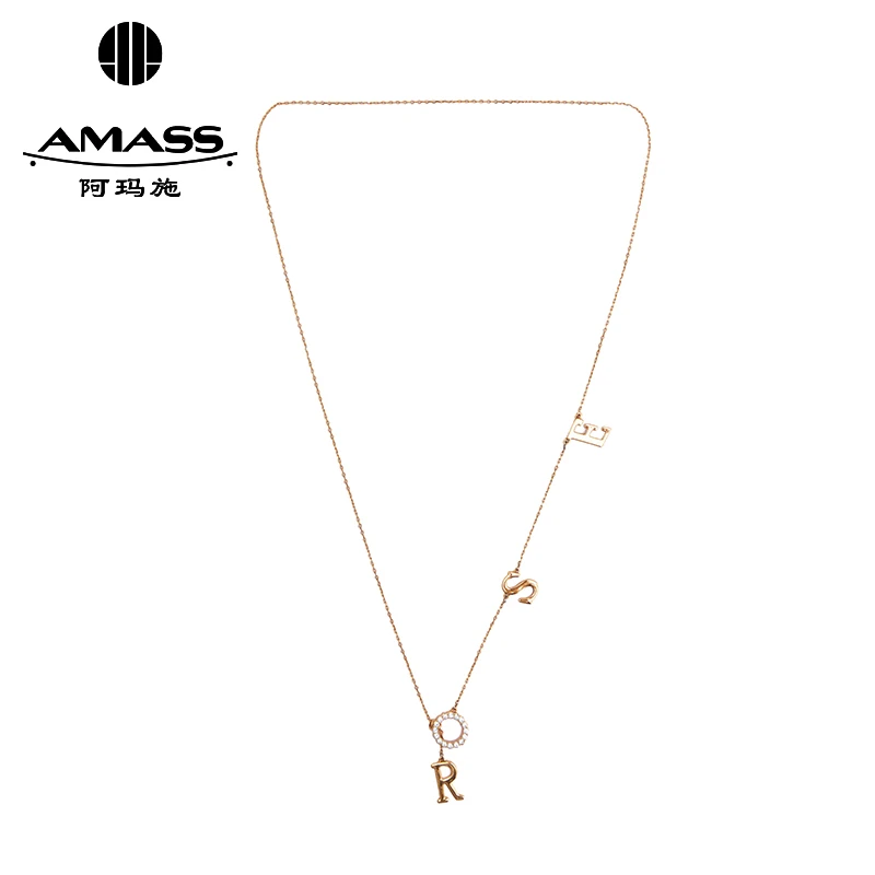 AMASS/阿玛施 玻璃项链 简约百搭素款精致镶钻字母女项链5900331