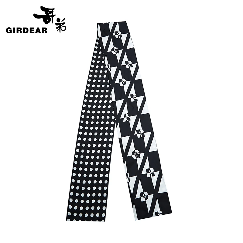 哥弟新款气质百搭高级感桑蚕丝印花长条飘带造型穿搭配饰1800003