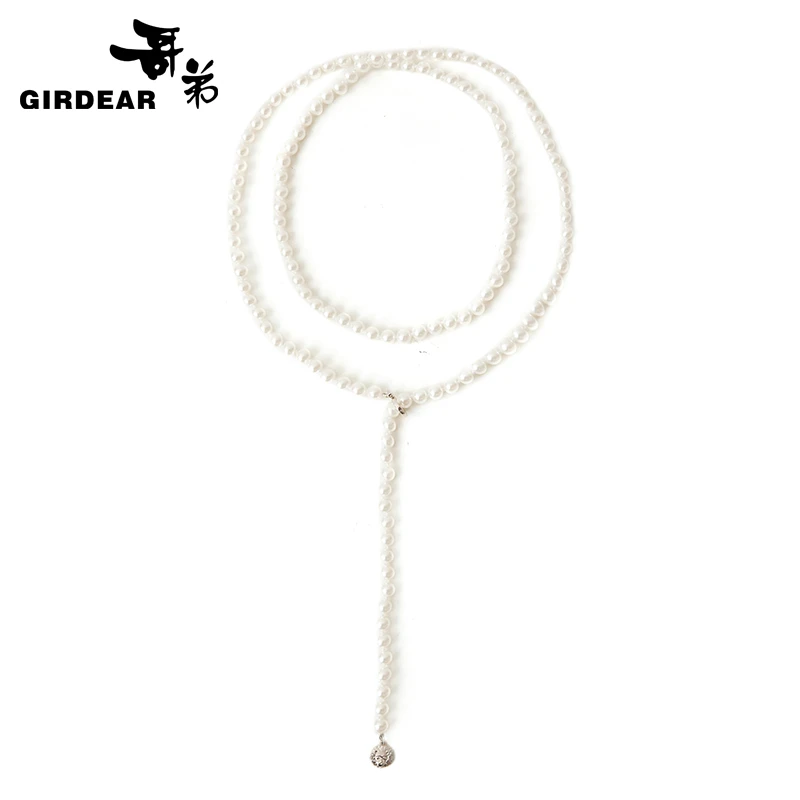 合金仿水晶项链 哥弟项链腰链两用设计优雅百搭白珠珠配饰1900161