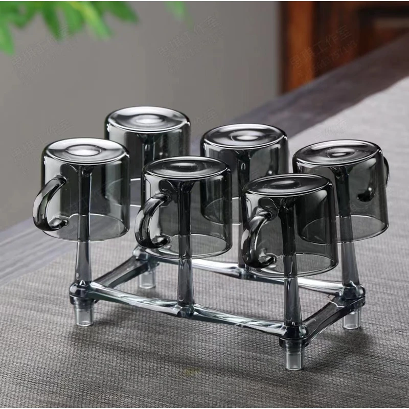 烟灰色品茗杯+杯架  茶杯轻奢简约耐热
