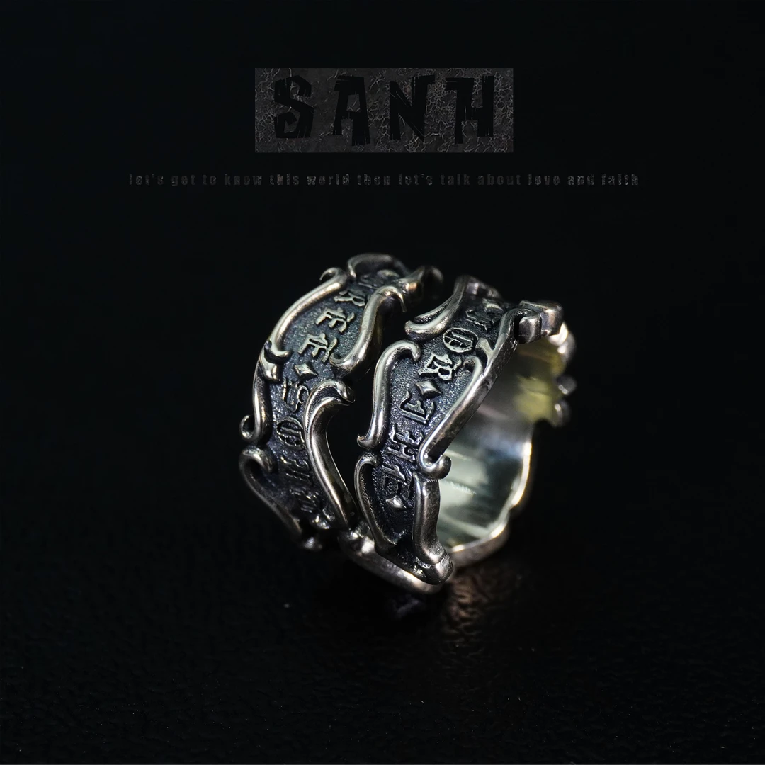 925银戒指 SANH男戒指【朋克】重工霸气做旧欧美设计感个性复古时尚