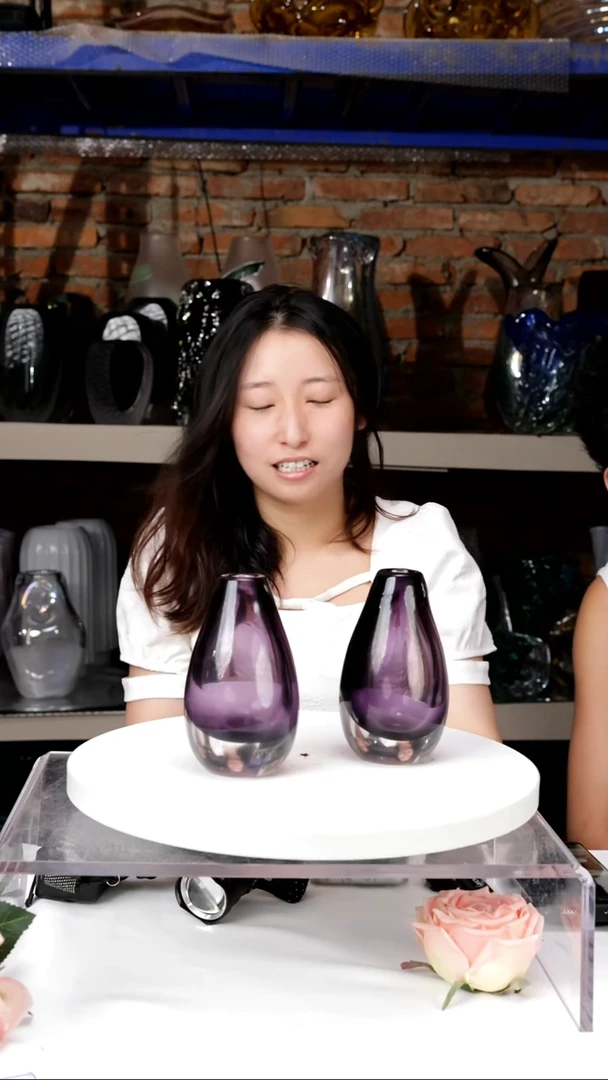 【闪购商品】出口琉璃花瓶摆件小紫瓶一对