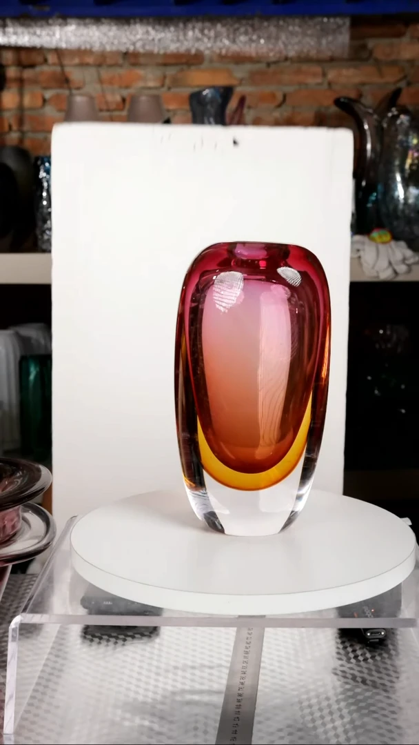 【闪购商品】金红琉璃花瓶摆件高25.5口4微瑕福利