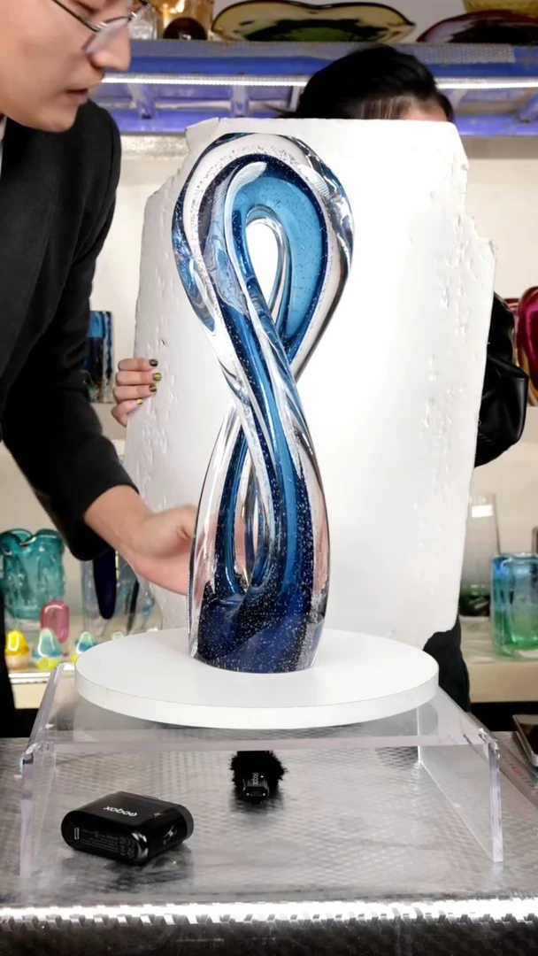 【闪购商品】高43精品琉璃花瓶摆件正常手工痕迹