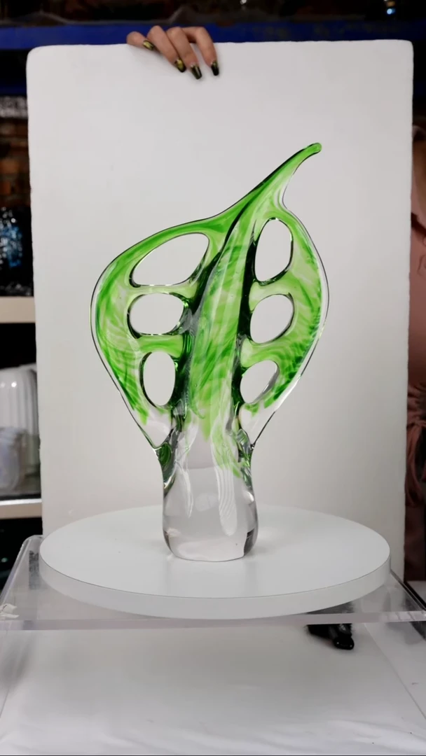 【闪购商品】出口琉璃花瓶摆件高34绿叶子