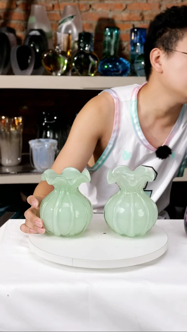 【闪购商品】出口琉璃花瓶摆件小福袋一对