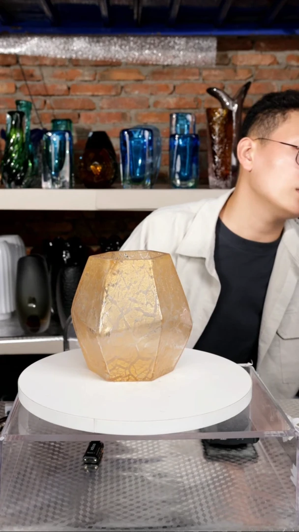 【闪购商品】出口琉璃花瓶摆件高15.5微瑕福利