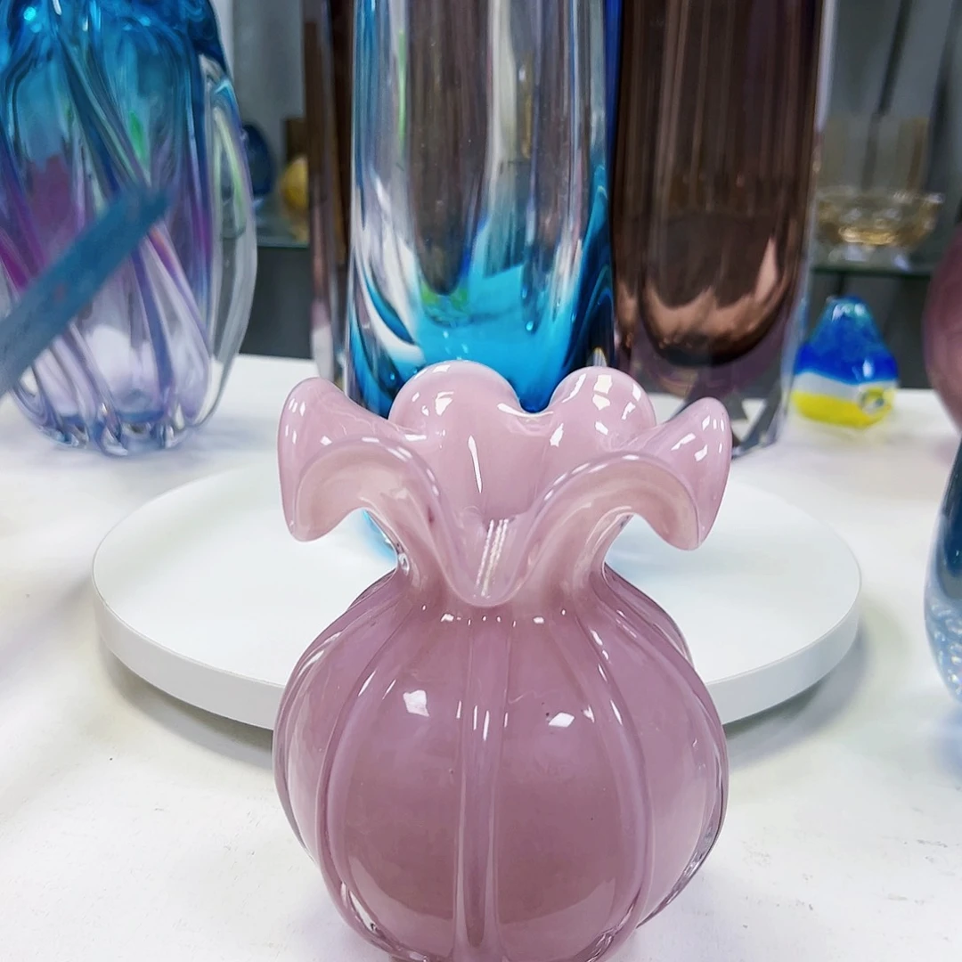 粉色高14福袋微瑕花瓶摆件