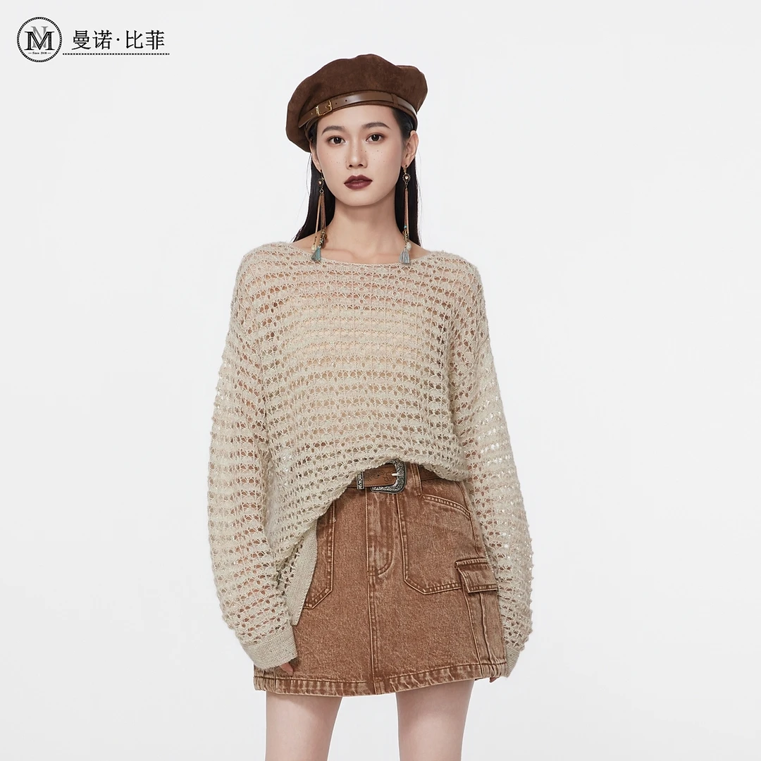 【小余专属】曼诺比菲宽松显瘦套头毛衣MECM171334