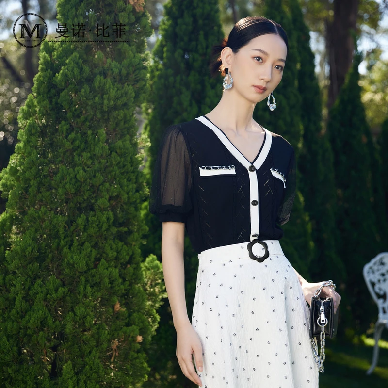 【高高甄选】职场拼接套头毛织T恤MECM122051