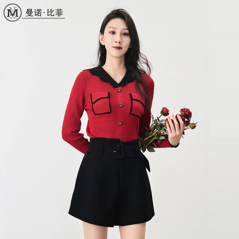 【小朱专享】职场撞色海军领毛衣MECM111108