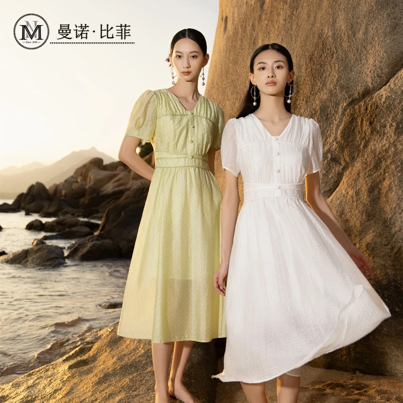 【芊芊专属】琉璃绿束腰连衣裙MEBL124131